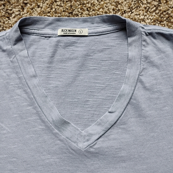Buck Mason Light Blue‑Gray 100% Cotton Tee Sz Large USA Made - Picture 4 of 7